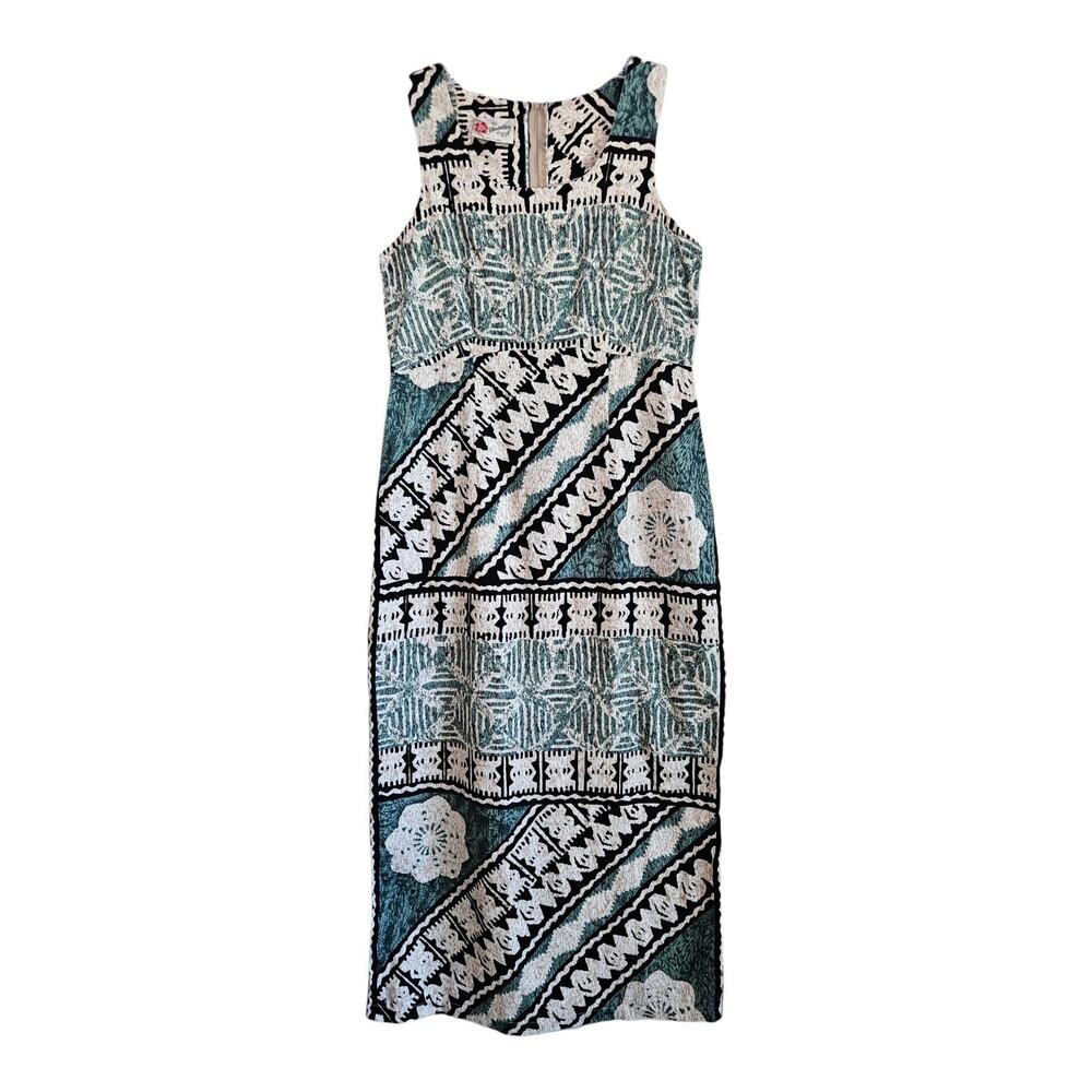 HILO HATTIE Women's 12 Maxi Dress Sleeveless Tropical Tribal Resort Cotton